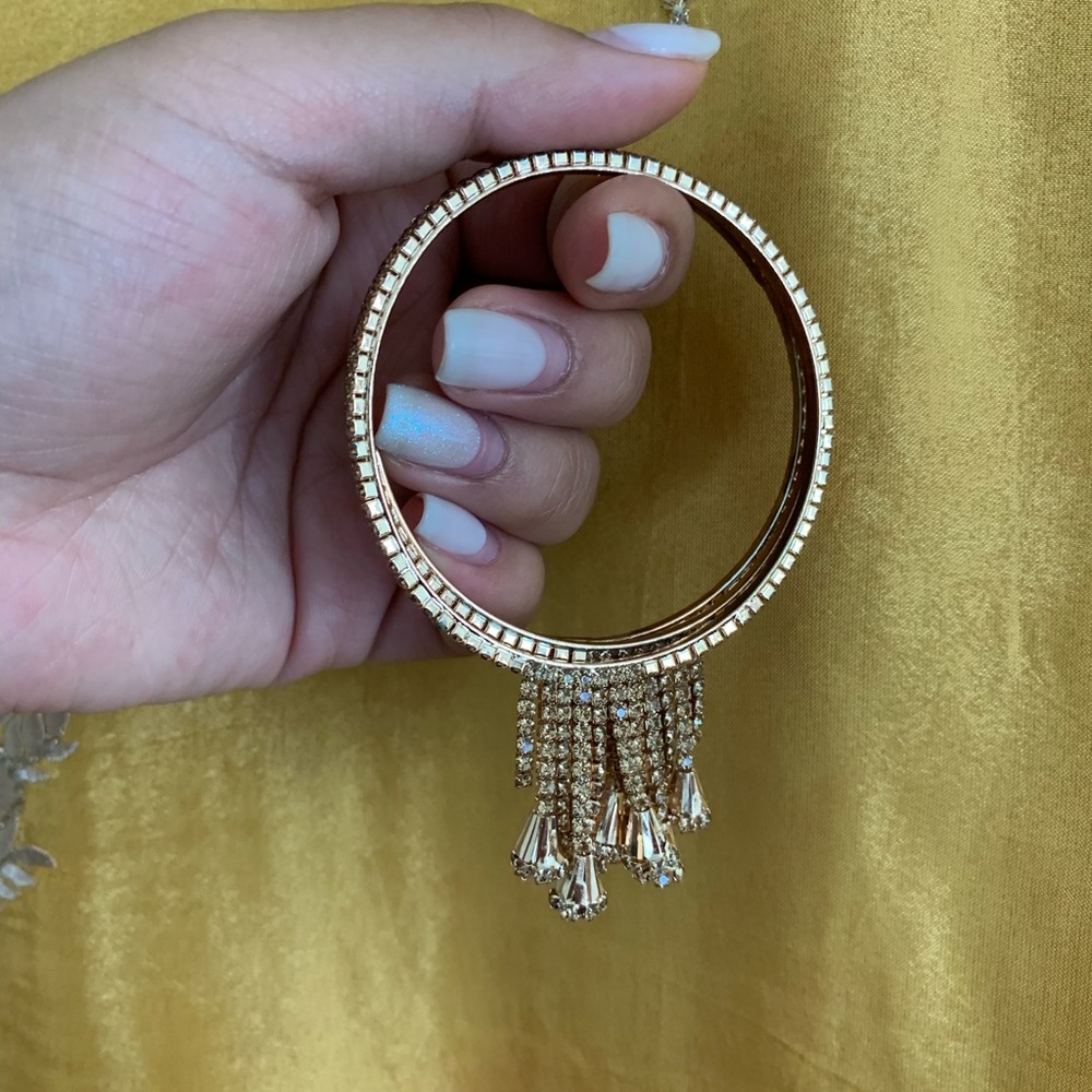 Gold dangling sparkly bangles (set of 3)